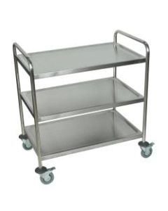 Luxor ST-3 Stainless-Steel 3-Shelf Kitchen Cart, 37inH x 33 1/2inW x 21inD, Silver