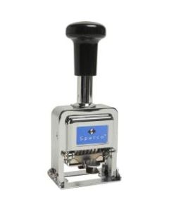 Sparco Automatic Numbering Machines - Number Stamp - 0.16in Impression Width x 0.75in Impression Length - Chrome, Black - Metal - 1 Each