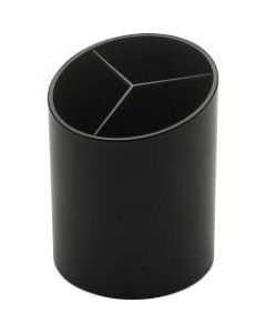 Business Source Large 3-Compartment Plastic Pencil Cup - 3in x 3in x 4.1in x - Plastic - 1 Each - Black