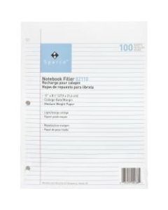 Sparco Notebook Filler Paper, 8-1/2in x 11in, College Rule, White, Pack of 100 Sheets