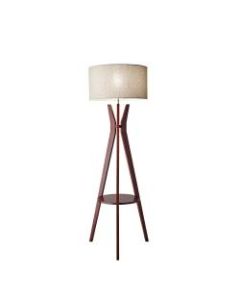 Adesso Bedford Shelf Floor Lamp, 59 1/2inH, Oatmeal Shade/Walnut Base