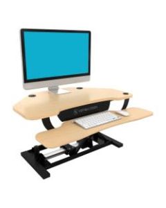 VersaDesk Power Pro Corner Push-Button Electric Height-Adjustable Sit-to-Stand Desk Riser, Maple