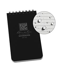 Rite in the Rain Top-Spiral Pocket Notebook, 3in x 5in, Universal Rule, 100 Pages (50 Sheets), Black