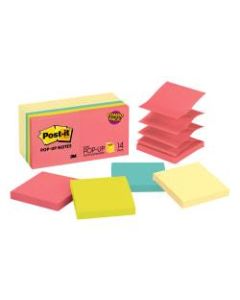 Post-it Pop-up Notes, 3in x 3in, Assorted Colors, 100 Sheets Per Pad, Pack Of 14 Pads