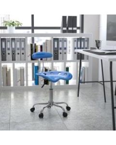 Flash Furniture Vibrant Low-Back Task Chair With Tractor Seat, Bright Blue/Chrome