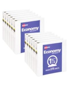 Avery Economy View 3-Ring Binder, 1 1/2in, White, Pack Of 12