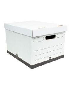 Office Depot Brand Heavy-Duty Quick Set Up Storage Boxes, Letter/Legal Size, 15in x 12in x 10in, White/Black, Case Of 5
