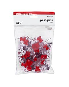 Office Depot Brand Pushpins, 7/16in, Assorted Colors, Pack Of 50