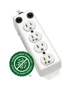 Tripp Lite Safe-IT Power Strip Medical Hospital Grade Antimicrobial UL1363A 4 Outlet 15A 7ft Cord - NEMA 5-15P-HG - 4 x NEMA 5-15R-HG - 7 ft Cord - 15 A Current - 120 V AC Voltage - Rack-mountable, Surface-mountable - White