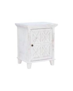 Linon Claudette 1-Door Nightstand, 26-3/4inH x 21-1/2inW x 17-3/4inD, Rustic White