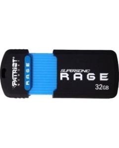 Patriot Memory 32GB Supersonic Rage XT USB 3.0 Flash Drive - 32 GB - USB 3.0 - 180 MB/s Read Speed - 50 MB/s Write Speed - Black, Blue - 5 Year Warranty