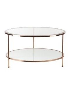 Southern Enterprises Risa Cocktail Table, Round, White/Metallic Gold