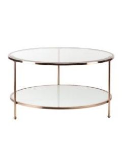 Southern Enterprises Risa Cocktail Table, Round, White/Metallic Gold