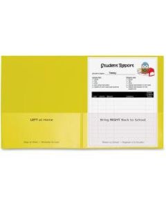 C-Line Classroom Connector Letter Report Cover - 8 1/2in x 11in - 2 Internal Pocket(s) - Polypropylene - Yellow - 25 / Box