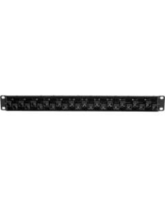 Tripp Lite 24-Port 1U Rack-Mount Cat5e/6 Offset Feed-Through Patch Panel with Cable Management Bar, RJ45 Ethernet, TAA - Patch panel - RJ-45 X 24 - black - 1U - 19in - TAA Compliant