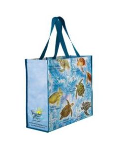 Amscan Wounded Nature Working Veterans Reusable Plastic Tote Bags, 16-1/2inH x 18-1/2inW x 6inD, Sea Turtles, Pack Of 2 Bags