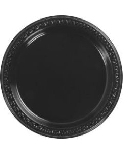 Huhtamaki Round Heavyweight Plastic Plates, 9in Diameter, Black, Pack Of 125