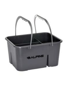 Alpine Plastic Cleaning Caddy, 4 Compartments, 11-7/16inH x 9-1/16inW x 5-15/16inD, Gray