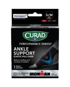 CURAD Elastic Ankle Support With Microban, Small/Medium, Black