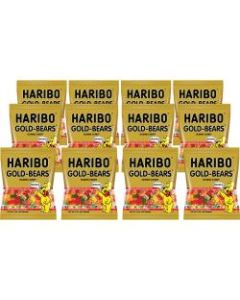 Haribo Gold-Bears Gummi Candy, 0.5 Oz, Assorted Flavors, Carton Of 12 Bags