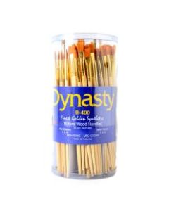 Dynasty Golden Paint Brushes B-400, Assorted Sizes, Round Bristle, Synthetic, Brown, Pack Of 144