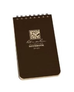 Rite in the Rain All-Weather Spiral Notebooks, Top, 3in x 5in, 100 Pages (50 Sheets), Brown, Pack Of 12 Notebooks