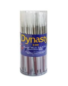 Dynasty White Paint Brushes B-800, Assorted Sizes, Round Bristle, Synthetic, Brown, Pack Of 120
