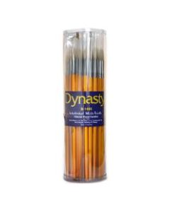 Dynasty Interlocked Paint Brushes, Round Bristle, Synthetic, Assorted Sizes, Brown, Pack Of 72