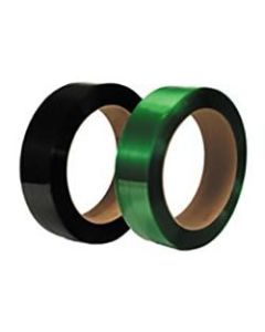 Smooth Polyester Strapping, 1/2in Wide x .020 Gauge, 3,600ft, 16in x 3in Core, 600 Lb. Break Strength, Black