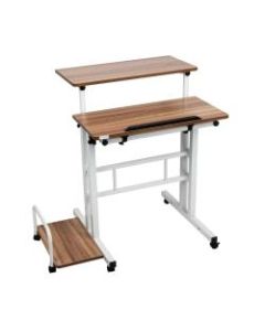 Mind Reader 27inW Mobile Sitting/Standing Desk, Oak