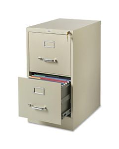 Lorell Fortress 22inD Vertical 2-Drawer Letter-Size File Cabinet, Metal, Putty