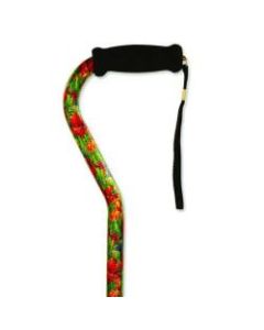 Alex Orthopedic Offset Handle Aluminum Cane, 31in-40in, Summer Garden