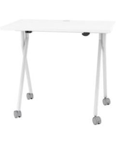 Boss Office Products 36inW Flip-Top Folding Training Table, White/Silver