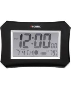 Lorell 10.3in Digital LCD Wall Alarm Clock, Black