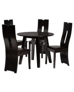 Baxton Studio Torin Dining Set, 29-15/16inH x 35-7/16inW x 35-7/16inD, Dark Brown/Espresso