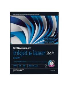 Office Depot Brand Inkjet & Laser Paper, Letter Size (8 1/2in x 11in), 24 Lb, 98 Bright, Ream Of 500 Sheets