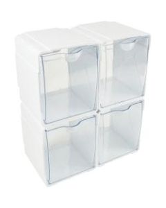 Deflect-O Interlocking Tilt Bins, Medium Size, Clear/White, Pack Of 4