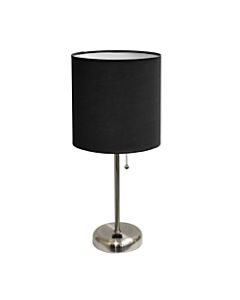 LimeLights Stick Lamp, 19 1/2inH, Black Shade/Brushed Steel Base