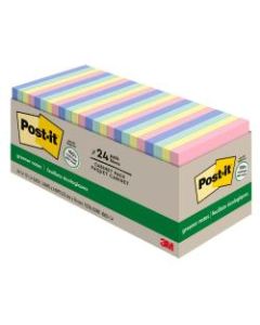 Post-it Greener Notes, 3in x 3in, Helsinki Color Collection, Pack Of 24 Pads