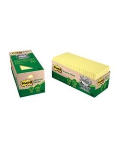 Post-it Greener Notes, 3in x 3in, Canary Yellow, Pack Of 24 Pads