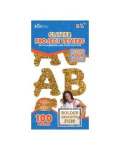 Royal Brites Peel & Stick Project Letters, 2-1/2in, Gold Glitter, Set Of 100 Letters