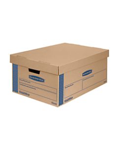 Bankers Box SmoothMove Prime Lift-Off Lid Moving Boxes, Large, 24in x 15in x 10in, 85% Recycled, Kraft/Blue, Pack Of 8
