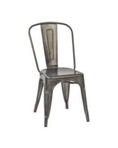 Office Star Bristow Armless Chair, Matte Galvanized, Set Of 4 Chairs