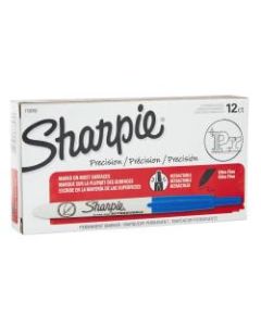 Sharpie Retractable Permanent Markers, Ultra-Fine Point, Blue, Pack Of 12