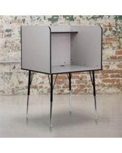 Flash Furniture Adjustable Study Carrel, 53-1/2inH x 35-3/4inW x 30inD, Nebula Gray/Black