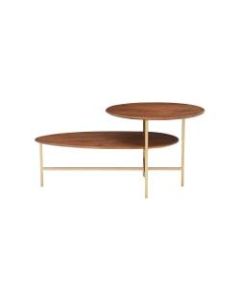 Powell Darby 2-Tier Coffee Table, 18inH x 38inW x 22inD, Gold/Walnut