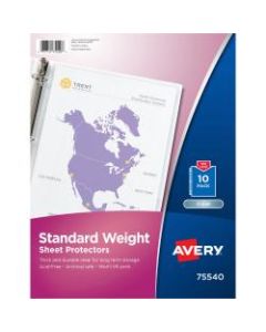 Avery Standard Weight Sheet Protectors - For Letter 8 1/2in x 11in Sheet - Ring Binder - Rectangular - Clear - Polypropylene - 10 / Pack