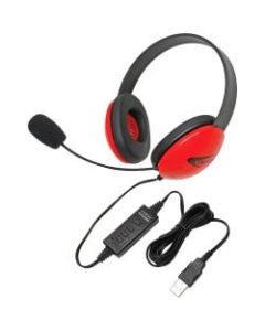 Califone USB Stereo Headphones Listening First Series Red - Stereo - USB - Wired - 32 Ohm - 20 Hz - 20 kHz - Over-the-head - Binaural - Supra-aural - 5.50 ft Cable - Electret Microphone - Red