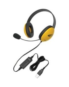 Califone Yellow Stereo Headset w/ Mic, USB Connector - Stereo - USB - Wired - 32 Ohm - 20 Hz - 20 kHz - Over-the-head - Binaural - Supra-aural - 5.50 ft Cable - Electret Microphone - Yellow