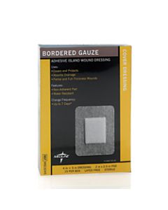 Medline Sterile Border Gauze Pads, 4in x 5in, White, Box Of 15 Pads